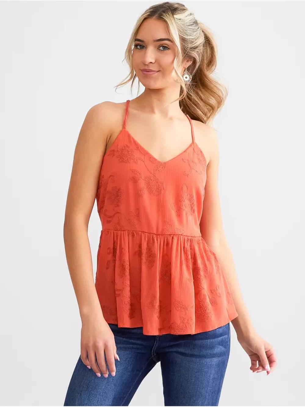 Daytrip Coral Peplum Cami Tank